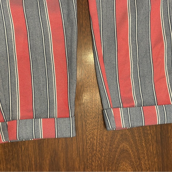 BCBGMaxAzria Women's Red and Gray Striped Cropped Pants - Picture 4 of 5